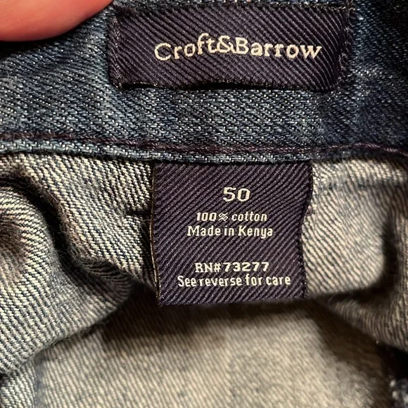 Croft & Barrow size 50 x 9” denim cargo jean shorts elastic side waist 6 pockets - Picture 4 of 8